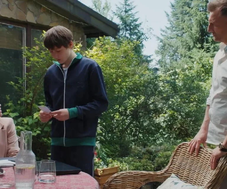 Dorota, Bartek i Franek razem na tarasie